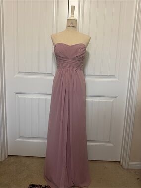 David's Bridal Dusty Rose Strapless Chiffon Evening Gown